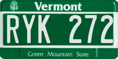 VT license plate RYK272