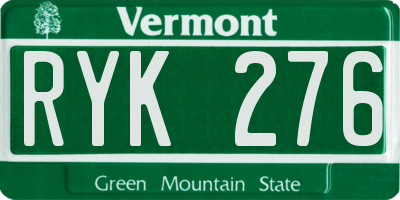 VT license plate RYK276