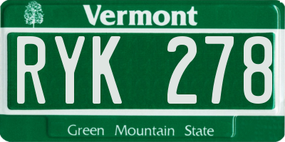 VT license plate RYK278