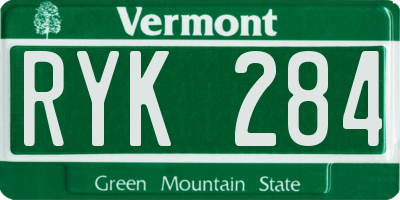 VT license plate RYK284