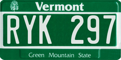 VT license plate RYK297