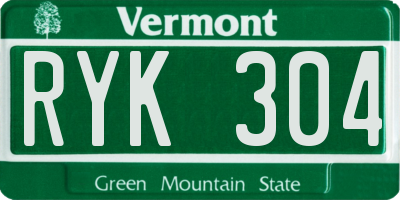 VT license plate RYK304