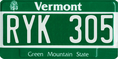 VT license plate RYK305