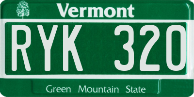 VT license plate RYK320