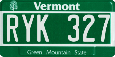 VT license plate RYK327
