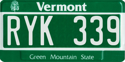 VT license plate RYK339