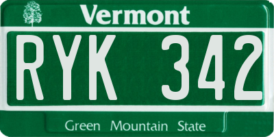 VT license plate RYK342