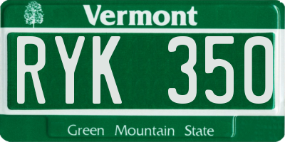 VT license plate RYK350
