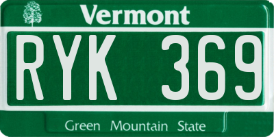 VT license plate RYK369