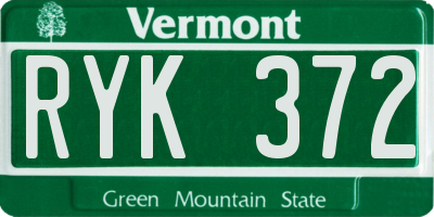 VT license plate RYK372