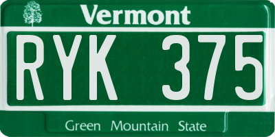 VT license plate RYK375