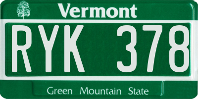 VT license plate RYK378