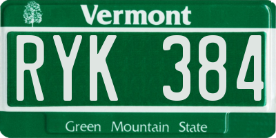 VT license plate RYK384