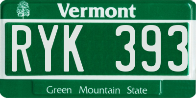 VT license plate RYK393