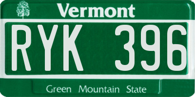 VT license plate RYK396
