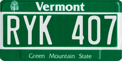 VT license plate RYK407