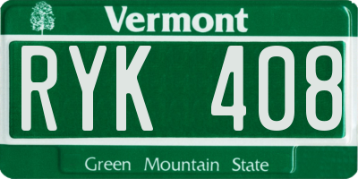 VT license plate RYK408