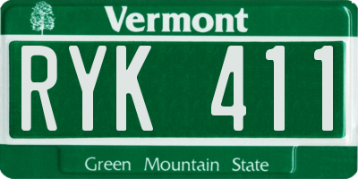 VT license plate RYK411