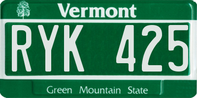 VT license plate RYK425