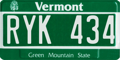 VT license plate RYK434