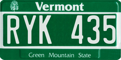 VT license plate RYK435
