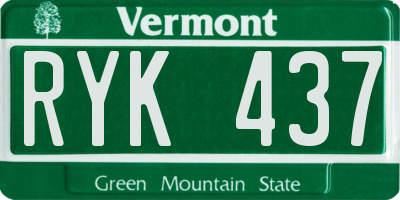 VT license plate RYK437