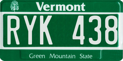 VT license plate RYK438