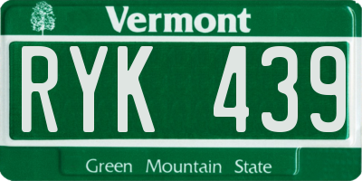 VT license plate RYK439