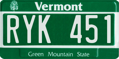VT license plate RYK451