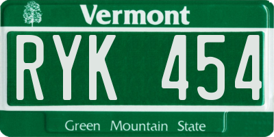 VT license plate RYK454