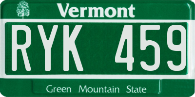 VT license plate RYK459