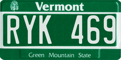 VT license plate RYK469