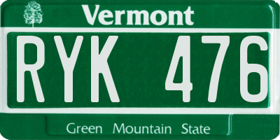 VT license plate RYK476