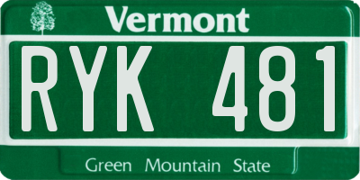 VT license plate RYK481
