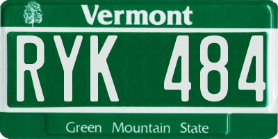 VT license plate RYK484