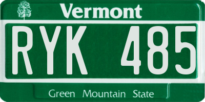 VT license plate RYK485