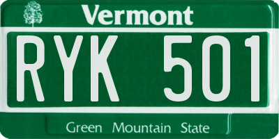 VT license plate RYK501
