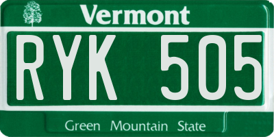 VT license plate RYK505