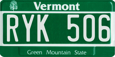 VT license plate RYK506