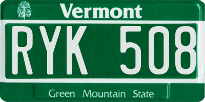 VT license plate RYK508