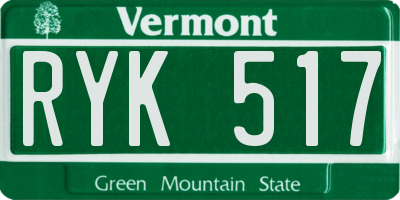 VT license plate RYK517