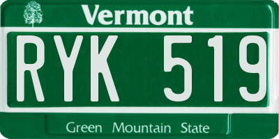 VT license plate RYK519