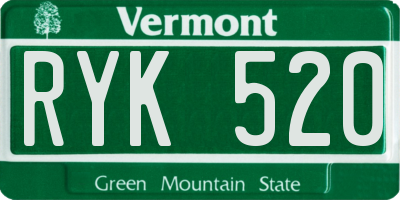 VT license plate RYK520