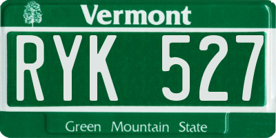 VT license plate RYK527