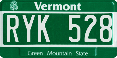 VT license plate RYK528