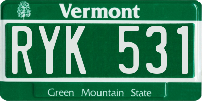 VT license plate RYK531