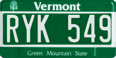 VT license plate RYK549
