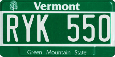 VT license plate RYK550