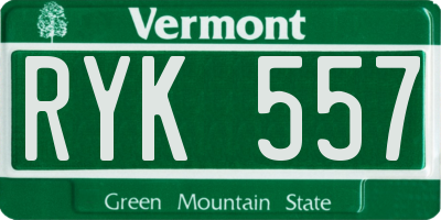 VT license plate RYK557