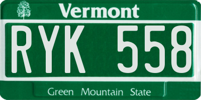 VT license plate RYK558